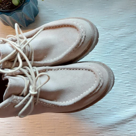 Lucky Brand Cream Lace-Up Ankle Booties Size 6.5 - Picture 7 of 10